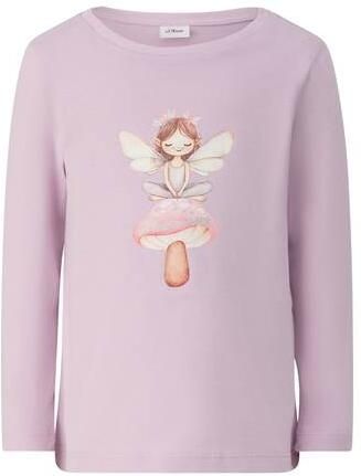 S.Oliver longsleeve met print roze Meisjes Katoen Ronde hals Printopdruk glitter