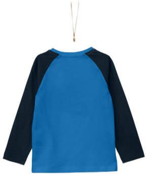 S.Oliver longsleeve met printopdruk blauw Jongens Katoen Ronde hals Printopdruk 104 110