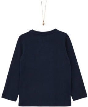 S.Oliver longsleeve met printopdruk donkerblauw Jongens Katoen Ronde hals 128 134