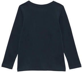 S.Oliver longsleeve met printopdruk donkerblauw Meisjes Katoen Ronde hals 128 134