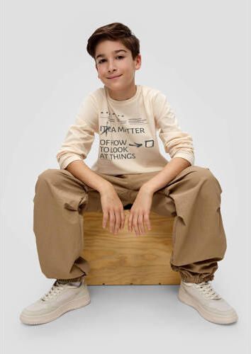 S.Oliver longsleeve met printopdruk ecru Jongens Katoen Ronde hals Printopdruk 146 152