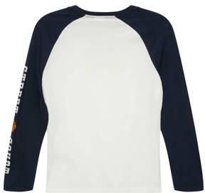 S.Oliver longsleeve met printopdruk wit donkerblauw Jongens Katoen Ronde hals 158 164