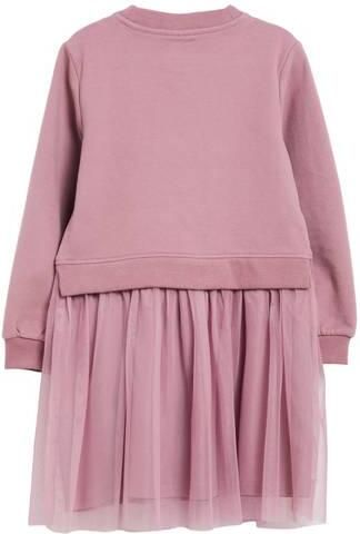S.Oliver midi sweatjurk met glitters en tekst roze Meisjes Katoen Ronde hals - Foto 4