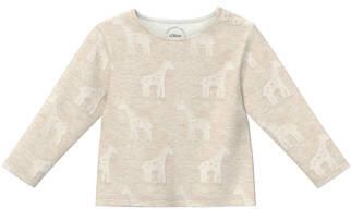 S.Oliver rechtvallende longsleeve met print beige Katoen Ronde hals
