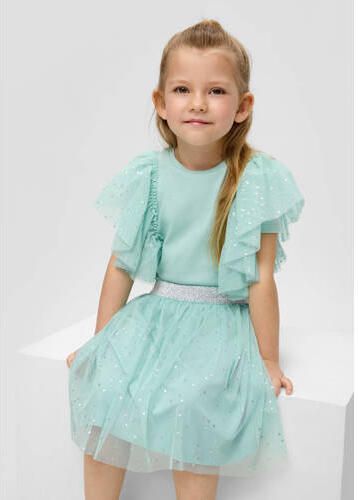 S.Oliver rok met all over print en glitters turquoise Blauw Meisjes Katoen 104 - Foto 2