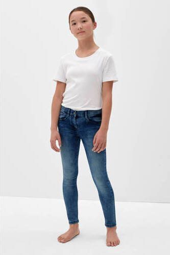 S.Oliver slim fit jeans blauw Meisjes Stretchdenim Effen 134 - Foto 3