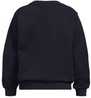 S.Oliver sweater met tekst marine Blauw Jongens Katoen Ronde hals Tekst 128 134