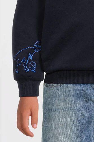 S.Oliver sweater met tekst marine Blauw Jongens Katoen Ronde hals Tekst 128 134 - Foto 3