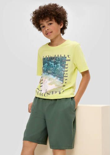 S.Oliver sweatshort donkergroen Effen 134 140 | Sweatshort van - Foto 2