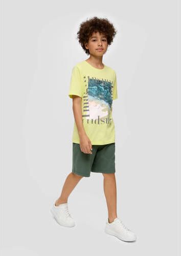 S.Oliver sweatshort donkergroen Effen 134 140 | Sweatshort van - Foto 3