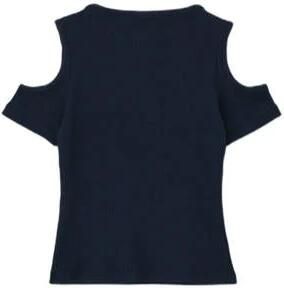 S.Oliver T-shirt donkerblauw Meisjes Stretchkatoen Ronde hals Effen 146 152 - Foto 1