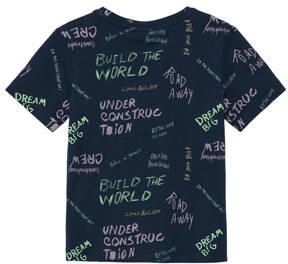 S.Oliver T-shirt met all over print donkerblauw Jongens Polyester Ronde hals 116 122