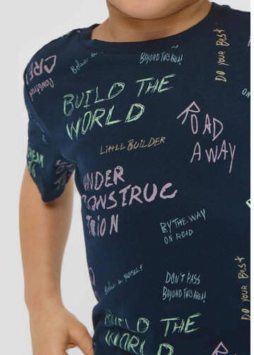 S.Oliver T-shirt met all over print donkerblauw Jongens Polyester Ronde hals 116 122 - Foto 2
