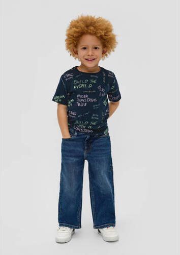S.Oliver T-shirt met all over print donkerblauw Jongens Polyester Ronde hals 116 122 - Foto 3