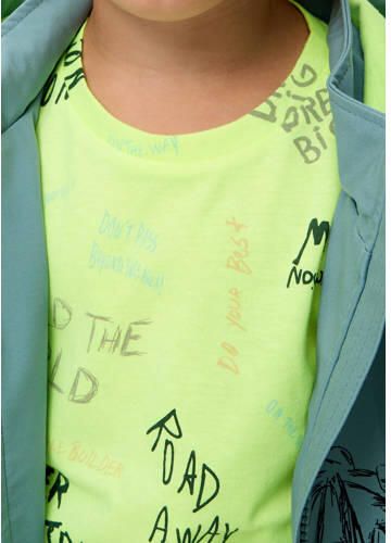 S.Oliver T-shirt met all over print limegroen Jongens Polyester Ronde hals 104 110