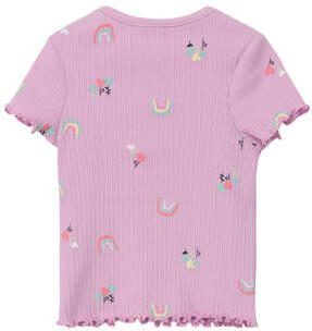 S.Oliver T-shirt met all over print roze Meisjes Katoen Ronde hals All over print 50 56