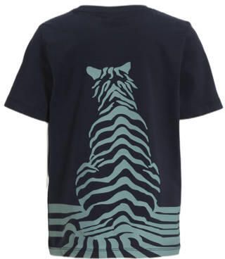 S.Oliver T-shirt met backprint navy Blauw Jongens Katoen Ronde hals Backprint 104 110