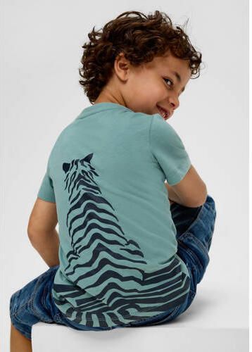 S.Oliver T-shirt met backprint petrol groen donkerblauw Jongens Katoen Ronde hals 116 122