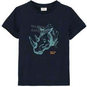 S.Oliver T-shirt met printopdruk donkerblauw Jongens Katoen Ronde hals 104 110