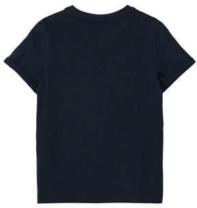 S.Oliver T-shirt met printopdruk donkerblauw Jongens Katoen Ronde hals 104 110