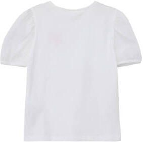 S.Oliver T-shirt met printopdruk en pailletten wit Meisjes Katoen Ronde hals 104 110
