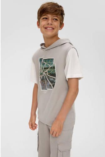S.Oliver T-shirt met printopdruk grijs Jongens Katoen Capuchon Printopdruk 134 140 - Foto 2