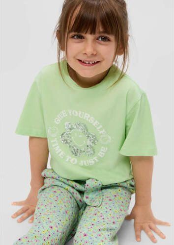 S.Oliver T-shirt met printopdruk groen Meisjes Katoen Ronde hals Printopdruk 104 110 - Foto 2