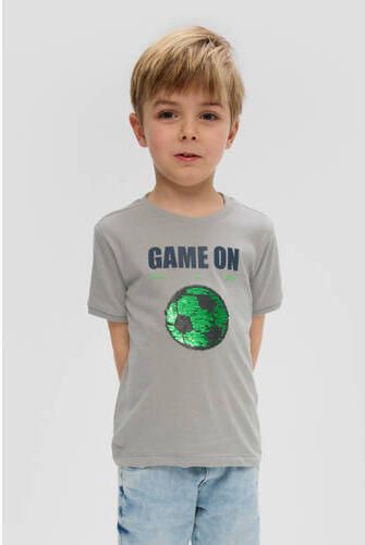 S.Oliver T-shirt met printopdruk lichtgrijs Jongens Katoen Ronde hals Printopdruk 104 110 - Foto 2