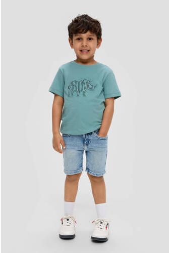 S.Oliver T-shirt met printopdruk petrol Blauw Jongens Katoen Ronde hals 104 110 - Foto 2