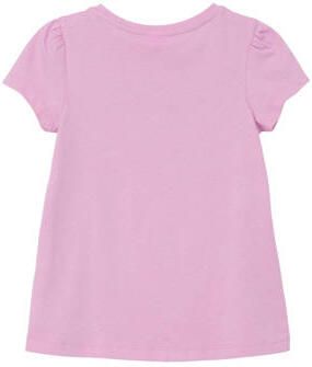 S.Oliver T-shirt met printopdruk roze Meisjes Katoen Ronde hals Printopdruk 128 134