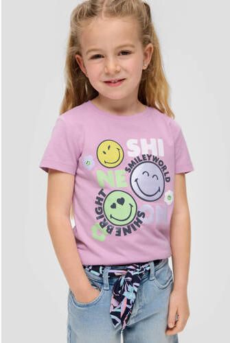 S.Oliver T-shirt met printopdruk roze Meisjes Katoen Ronde hals Printopdruk 104 110