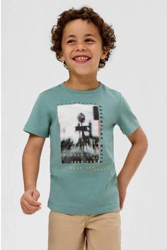 S.Oliver T-shirt met printopdruk turquoise Blauw Jongens Katoen Ronde hals 116 122 - Foto 2