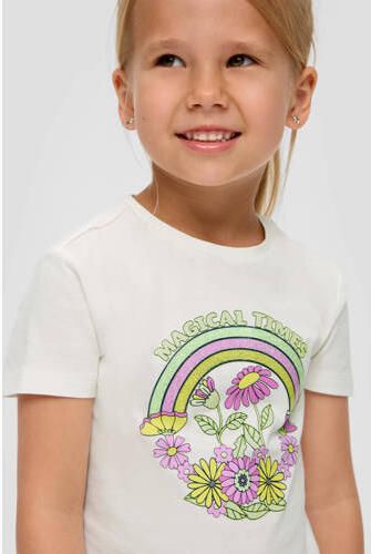 S.Oliver T-shirt met printopdruk wit Meisjes Katoen Ronde hals Printopdruk 104 110