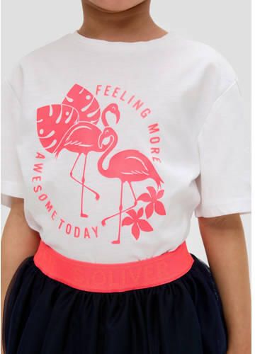 S.Oliver T-shirt met printopdruk Wit Meisjes Polyester Ronde hals Printopdruk 104 110