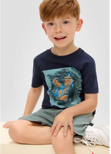 S.Oliver T-shirt met printopdruk zwart Meisjes Katoen Ronde hals Printopdruk 128 134