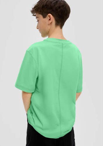 S.Oliver T-shirt met tekst groen donkerblauw Jongens Katoen Ronde hals 134 140 - Foto 3