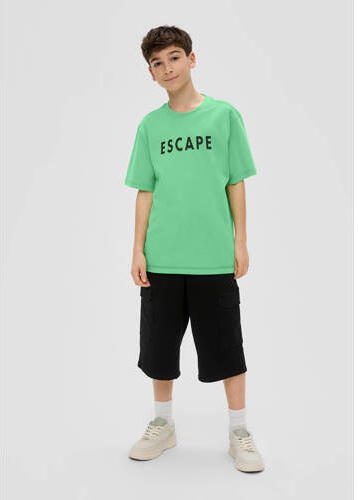 S.Oliver T-shirt met tekst groen donkerblauw Jongens Katoen Ronde hals 134 140 - Foto 2