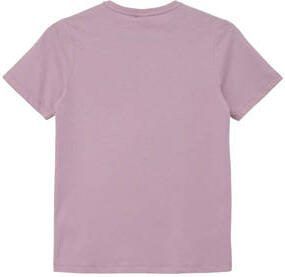 S.Oliver T-shirt met tekst lila Paars Jongens Katoen Ronde hals Tekst 134 140