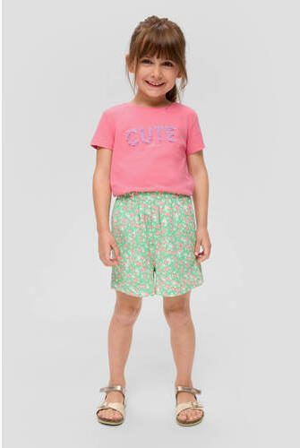 S.Oliver T-shirt met tekst roze Meisjes Katoen Ronde hals Tekst 128 134 - Foto 3