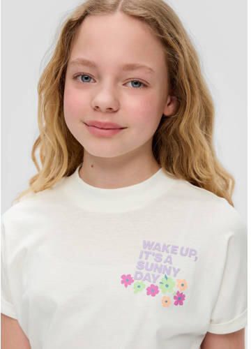 S.Oliver T-shirt met tekst wit Meisjes Katoen Ronde hals Tekst 146 152