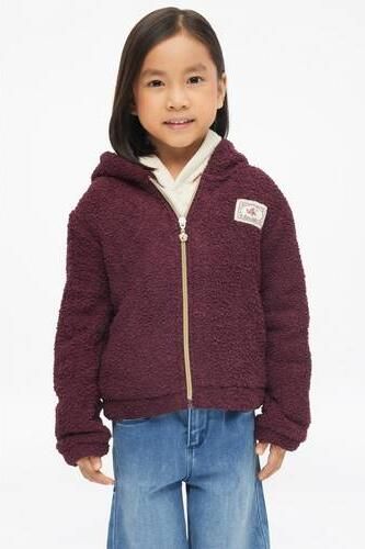 S.Oliver teddy jas met patches aubergine Paars Meisjes Polyester Capuchon