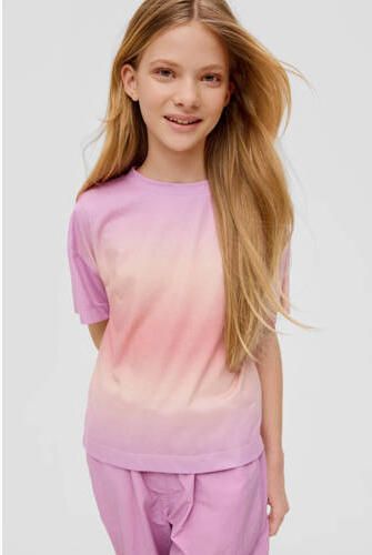 S.Oliver tie-dye T-shirt paars zalm Meisjes Polyester Ronde hals Tie-dye 146 152 - Foto 2