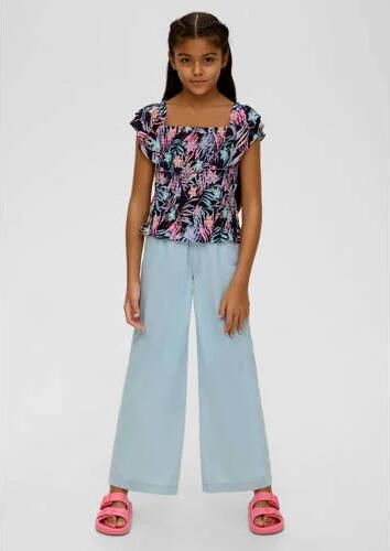 S.Oliver top met all over print en ruches multicolor Meisjes Viscose Vierkante hals 146 152