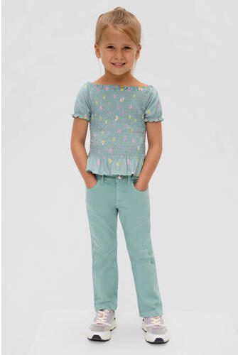 S.Oliver top met all over print turquoise Blauw Meisjes Katoen Vierkante hals 104 110 - Foto 3