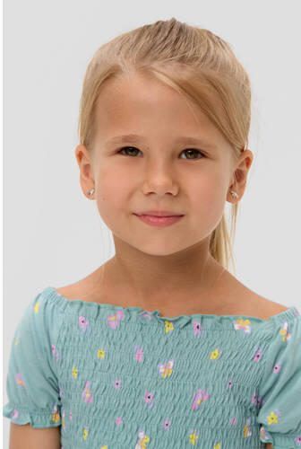 S.Oliver top met all over print turquoise Blauw Meisjes Katoen Vierkante hals 104 110 - Foto 2