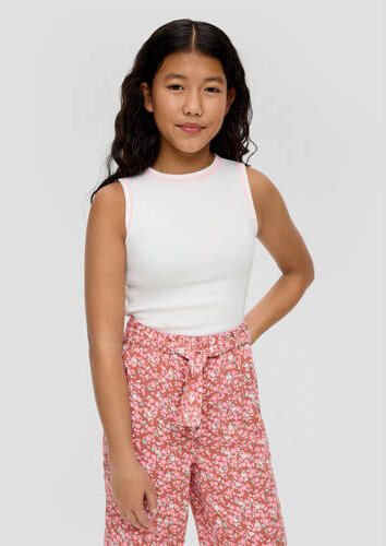 S.Oliver top wit Meisjes Stretchkatoen Ronde hals Effen 134 140 - Foto 2