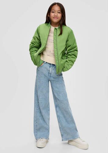 S.Oliver wide leg jeans lichtblauw Meisjes Stretchdenim Effen 146