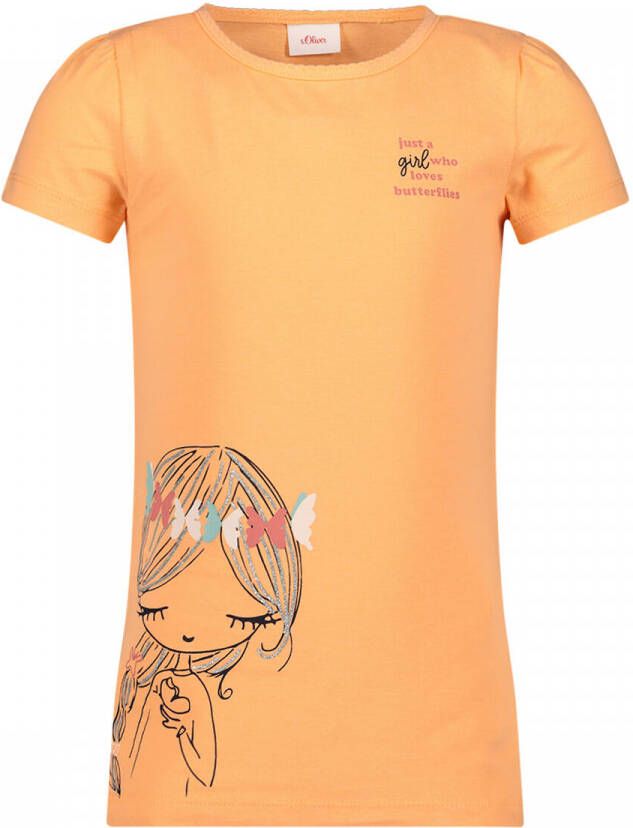 S.Oliver t-shirt oranje met glitter