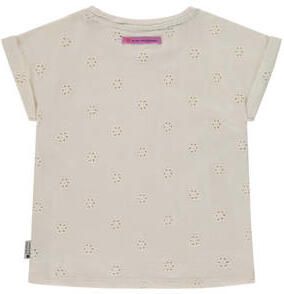 Stains&Stories gebloemd T-shirt ecru Meisjes Stretchkatoen Ronde hals Bloemen 104