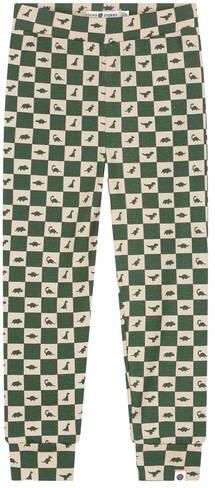 Stains&Stories geruite pyjama donkergroen beige Jongens Katoen Ronde hals